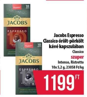 Jacobs Espresso Classico őrölt-pörkölt kávé kapszulában