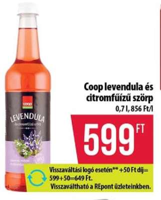 Coop levendula és citromfűízű szörp