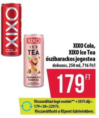 XIXO Cola, XIXO Ice Tea őszibarackos jegestea