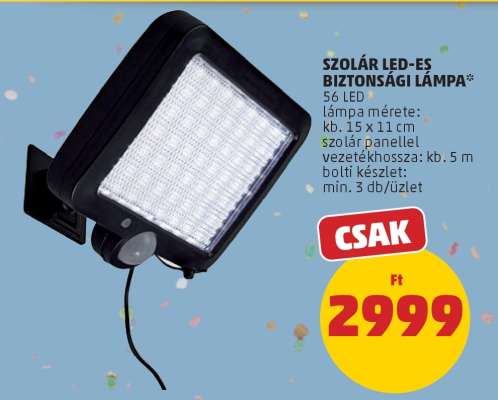 Szolár LED-es biztonsági lámpa