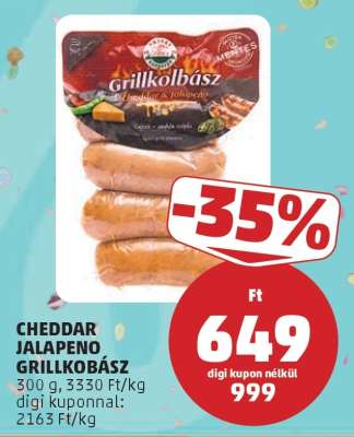 CHEDDAR & JALAPENO GRILLKOLBÁSZ
