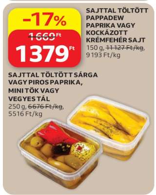 SAJTTAL TÖLTÖTT PAPPADEW PAPRIKA VAGY KOCKÁZOTT KRÉMFEHÉR SAJT