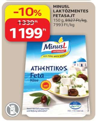 MINUSL LAKTÓZMENTES FETASAJT