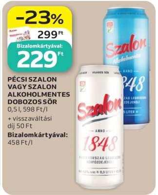 Pécsi Szalon vagy Szalon Alkoholmentes Dobozos Sör