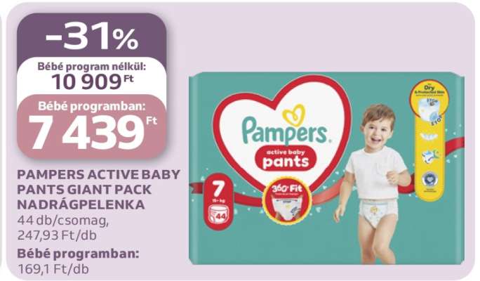 PAMPERS ACTIVE BABY PANTS GIANT PACK NADRÁGPELENKA