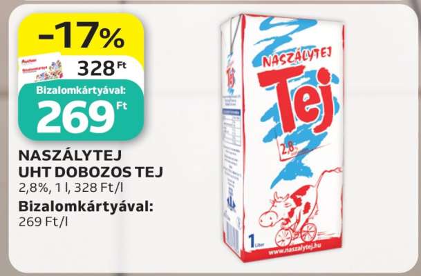 NASZÁLYTEJ UHT DOBOZOS TEJ