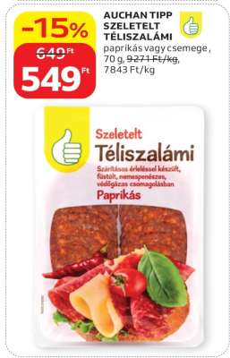 Auchan Tipp Szeletelt Téliszalámi