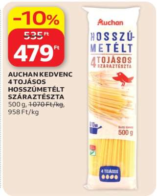 AUCHAN KEDVENC 4 TOJÁSOS HOSSZÚMETÉLT SZÁRAZTÉSZTA