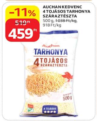 AUCHAN KEDVENC 4 TOJÁSOS TARHONYA SZÁRAZTÉSZTA