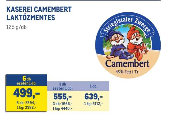 KASEREI CAMEMBERT LAKTÓZMENTES