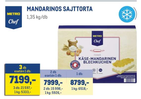 METRO Chef MANDARINOS SAJTTORTA