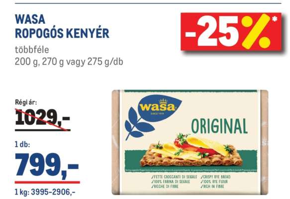 Wasa ropogós kenyér