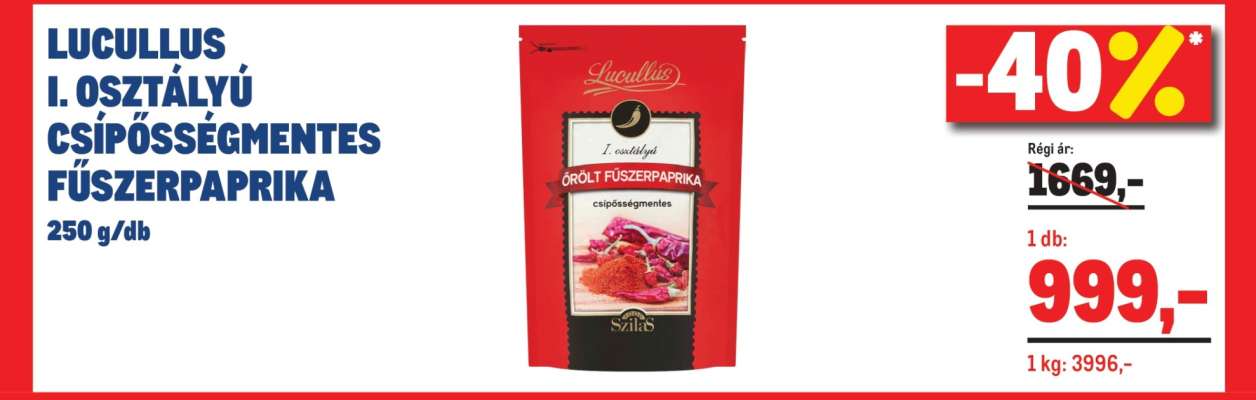 LUCULLUS I. OSZTÁLYÚ CSÍPŐSSÉGMENTES FŰSZERPAPRIKA