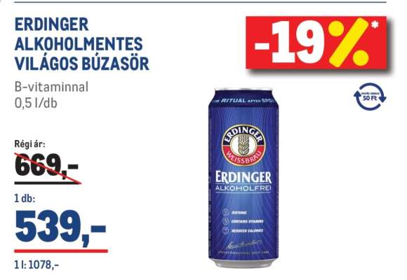 ERDINGER ALKOHOLMENTES VILÁGOS BÚZASÖR