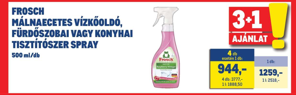 FROSCH MÁLNAECETES VÍZKŐOLDÓ, FÜRDŐSZOBAI VAGY KONYHAI TISZTÍTÓSZER SPRAY