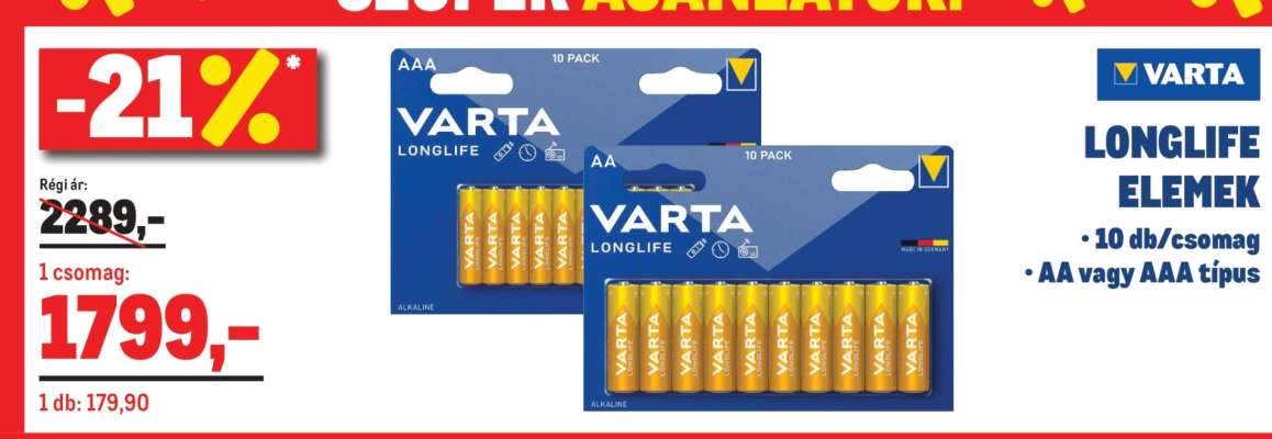 VARTA LONGLIFE ELEMEK