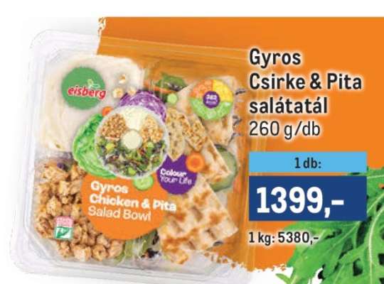 Gyros csirke&pita salátatál