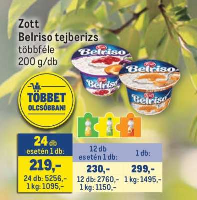 ZOTT Belriso tejberizs