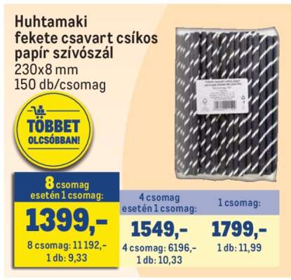 Huhtamaki fekete csavart csíkos papír szívószál