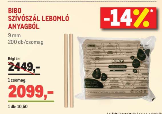 BIBO Szívószál Lebomló Anyagból