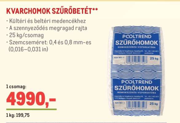 KVARCHOMOK SZŰRŐBETÉT