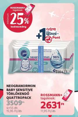 NEOGRANORMON BABY SENSITIVE TÖRLŐKENDŐ QUATTROPACK