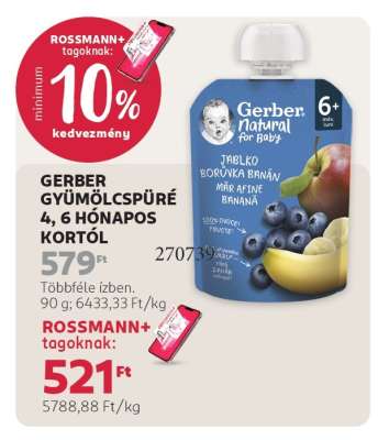 GERBER GYÜMÖLCSPÜRÉ 4, 6 HÓNAPOS KORTÓL
