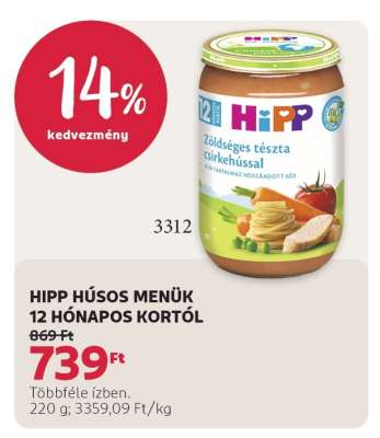 HIPP HÚSOS MENÜK 12 HÓNAPOS KORTÓL