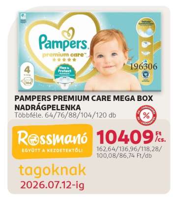 PAMPERS PREMIUM CARE MEGA BOX NADRÁGPELENKA