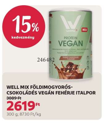 WELL MIX FÖLDIMOGYORÓS-CSOKOLÁDÉS VEGÁN FEHÉRJE ITALPOR
