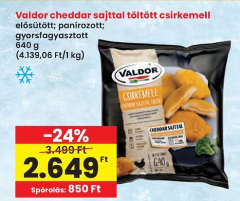 VALDOR Cheddar sajttal töltött csirkemell