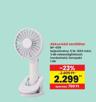 Akkus kézi ventilátor