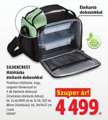 SILVERCREST Hűtőtáska ételtartó dobozokkal