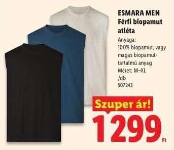 ESMARA MEN Férfi biopamut atléta
