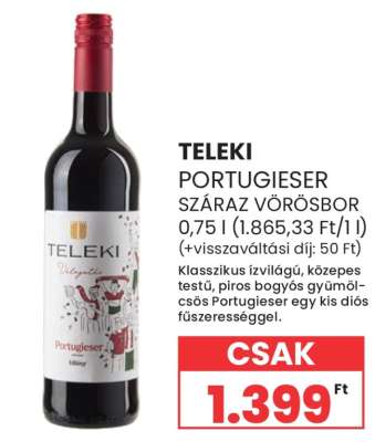 TELEKI PORTUGIESER SZÁRAZ VÖRÖSBOR