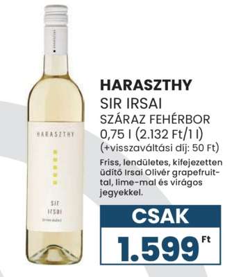 Haraszthy Sir Irsai Száraz Fehérbor