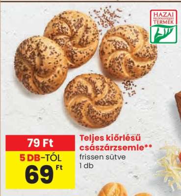 Teljes kiőrlésű császárzsemle
