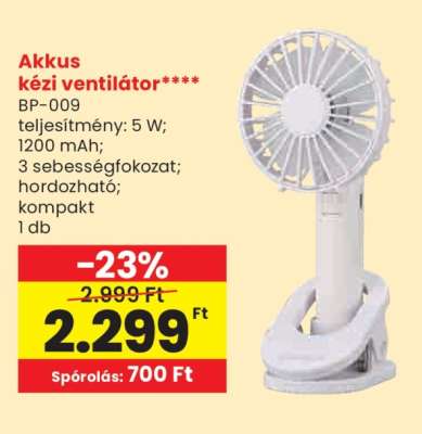 Akkus kézi ventilátor