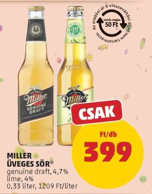 Miller Üveges Sör