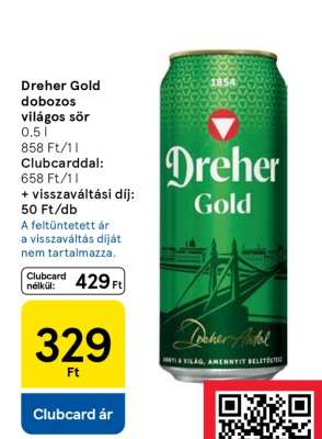 Dreher Gold dobozos világos sör