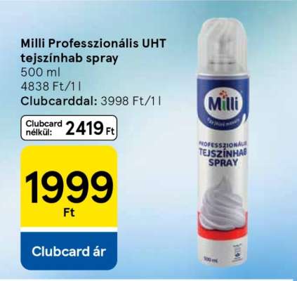 Milli Professzionális UHT tejszínhab spray