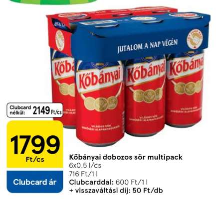 Kőbányai dobozos sör multipack