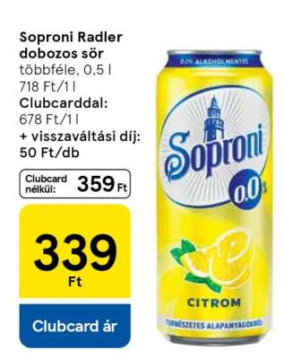 Soproni Radler Dobozos Sör