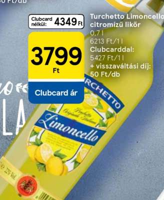 Turchetto Limoncello citromízű likőr