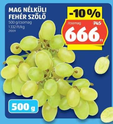 Mag nélküli fehér szőlő
