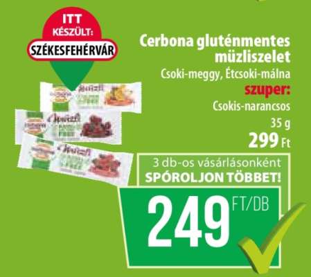 CERBONA Gluténmentes müzliszelet*