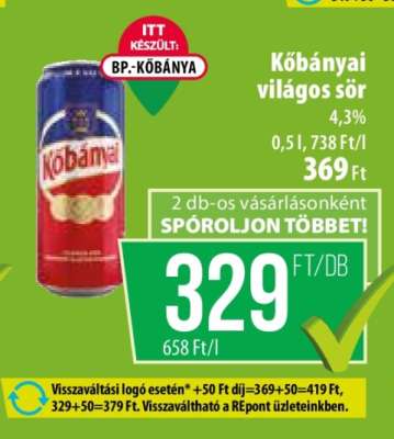 KŐBÁNYAI Világos sör*
