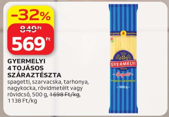 Gyermelyi 4 tojásos száraztészta