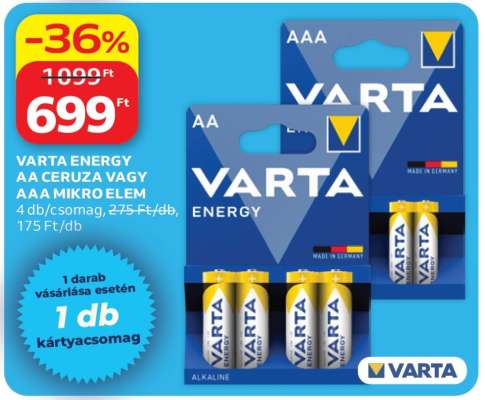 VARTA ENERGY AA ceruza vagy AAA mikro elem