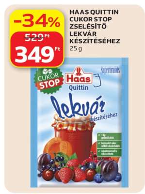 HAAS QUITTIN CUKOR STOP ZSELÉSÍTŐ LEKVÁR KÉSZÍTÉSÉHEZ